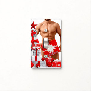 Merry Christmas SlipperyJoe red white silver gift Light Switch Cover