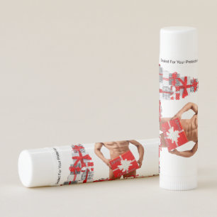 Merry Christmas SlipperyJoe red white silver gift Lip Balm