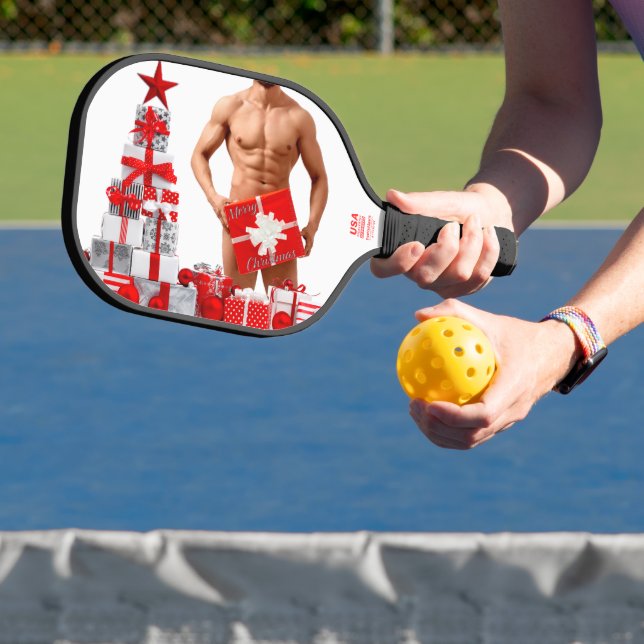 Merry Christmas SlipperyJoe red white silver gift  Pickleball Paddle (Insitu)