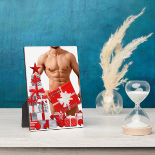 Merry Christmas SlipperyJoe red white silver gift  Plaque