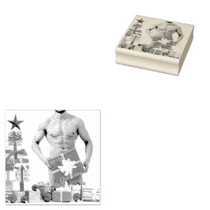 Merry Christmas SlipperyJoe red white silver gift Rubber Stamp