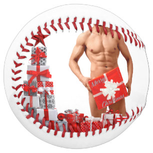 Merry Christmas SlipperyJoe red white silver gift Softball
