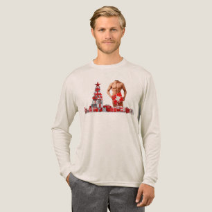 Merry Christmas SlipperyJoe red white silver gift Tri-Blend Shirt