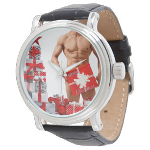 Merry Christmas SlipperyJoe red white silver gift Watch