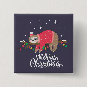 Merry Christmas Sloth Button