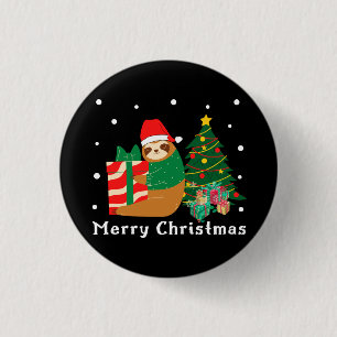 Merry Christmas Sloth Christmas Button