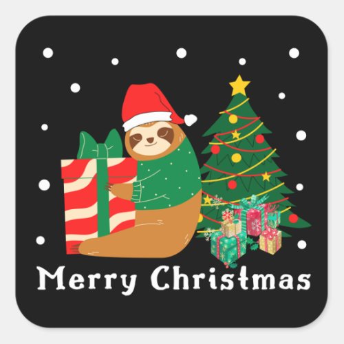 Merry Christmas Sloth Christmas   Square Sticker