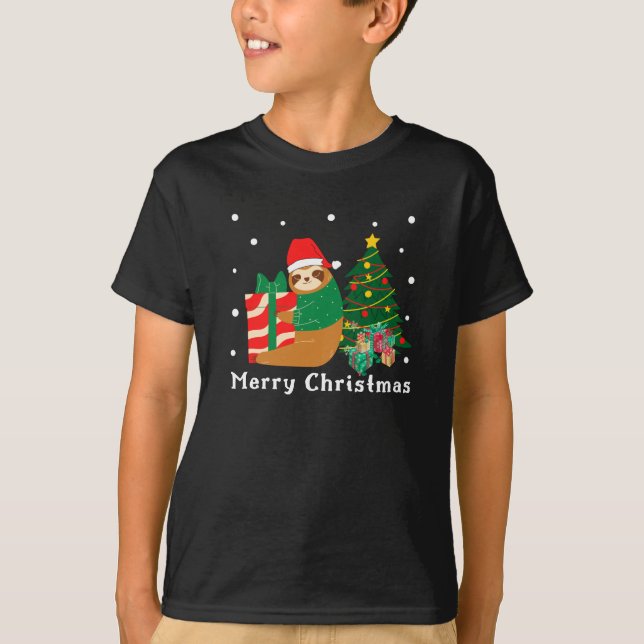 Merry Christmas Sloth Christmas T-Shirt (Front)