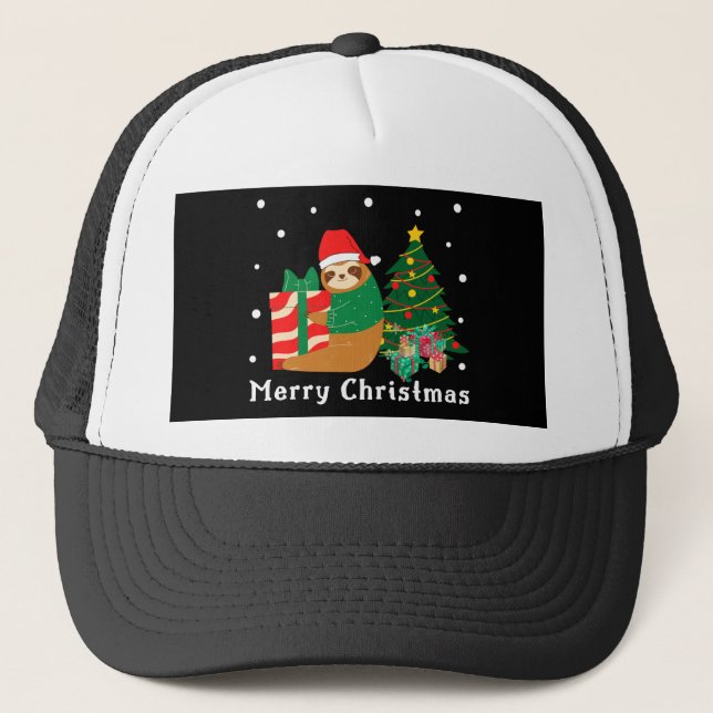 Merry Christmas Sloth Christmas  Trucker Hat (Front)