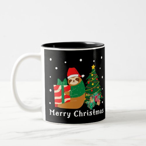 Merry Christmas Sloth Christmas  Two_Tone Coffee Mug