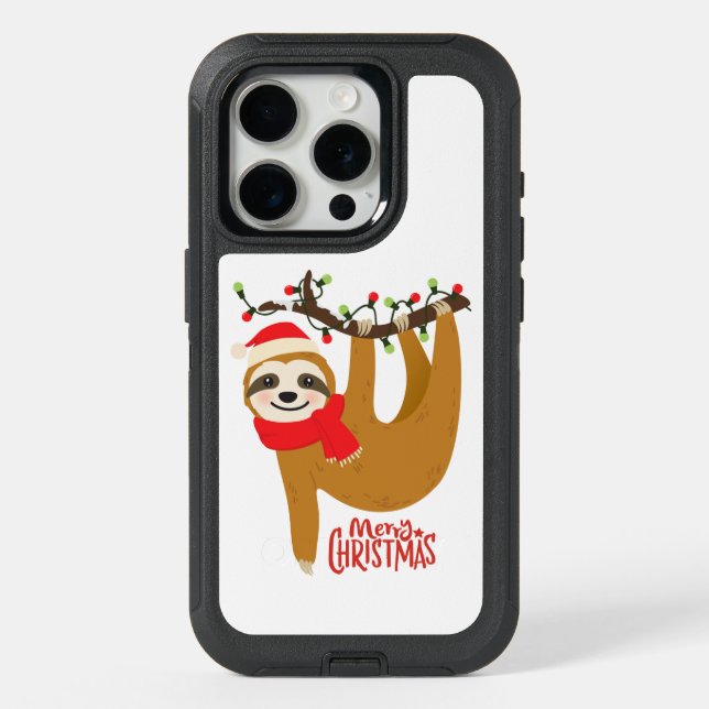 Merry Christmas Sloth  Cute Festive Holidays iPhone 15 Pro Case (Back)