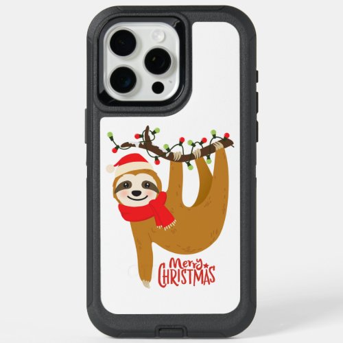 Merry Christmas Sloth  Cute Festive Holidays iPhone 15 Pro Max Case