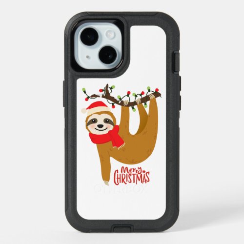 Merry Christmas Sloth  Cute Festive Holidays iPhone 15 Case