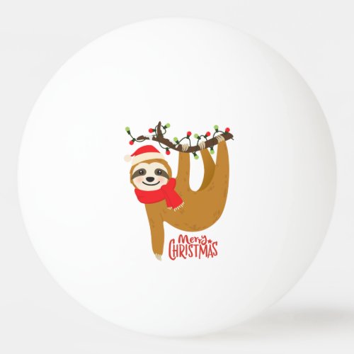 Merry Christmas Sloth  Cute Festive Holidays Ping Pong Ball