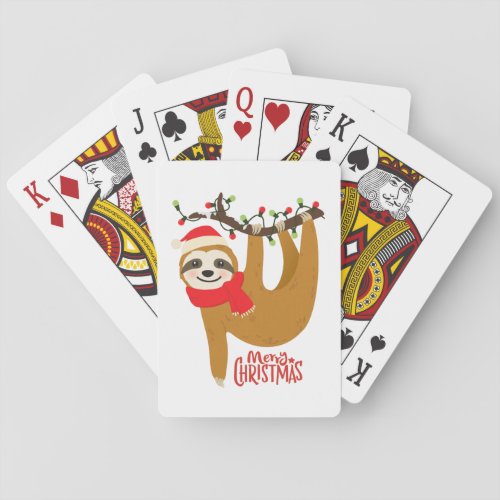 Merry Christmas Sloth  Cute Festive Holidays Playing Cards