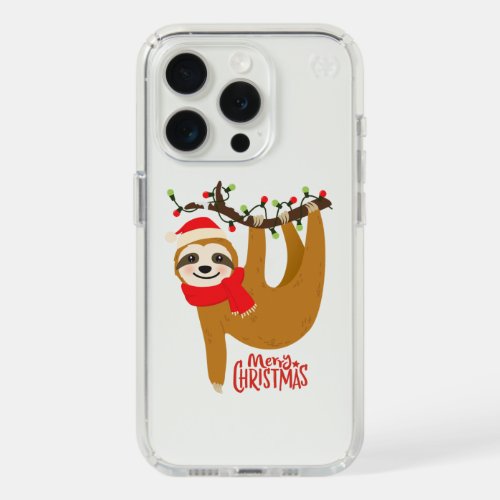 Merry Christmas Sloth  Cute Festive Holidays iPhone 15 Pro Case