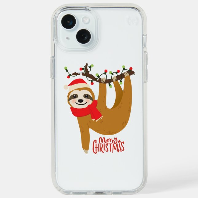 Merry Christmas Sloth  Cute Festive Holidays Speck iPhone Case (Front (White))