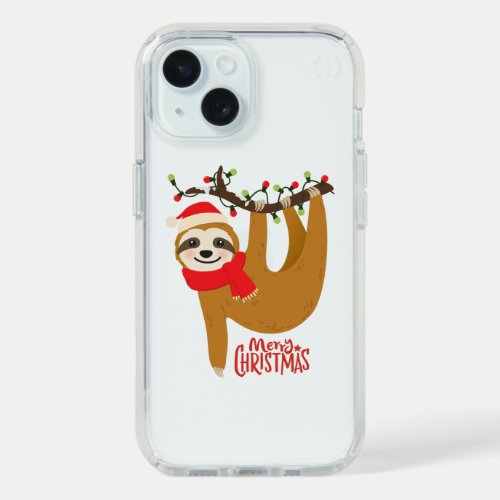 Merry Christmas Sloth  Cute Festive Holidays iPhone 15 Case
