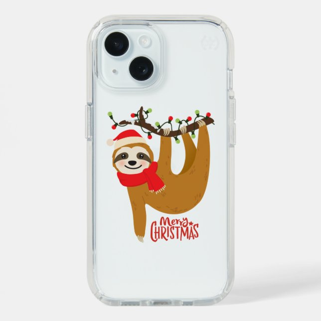 Merry Christmas Sloth  Cute Festive Holidays Speck iPhone Case (Front (Blue))