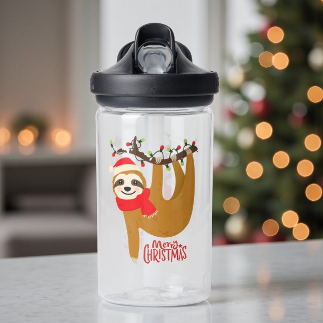 Merry Christmas Sloth Cute Holidays Kids Water Bottle (Creator Uploaded)