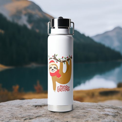 Merry Christmas Sloth Cute Holidays Water Bottle