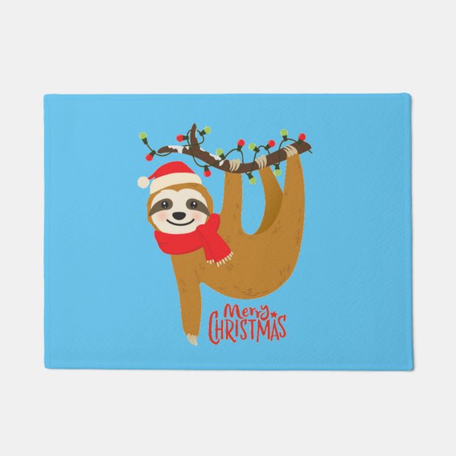 Merry Christmas Sloth Doormat (Front)