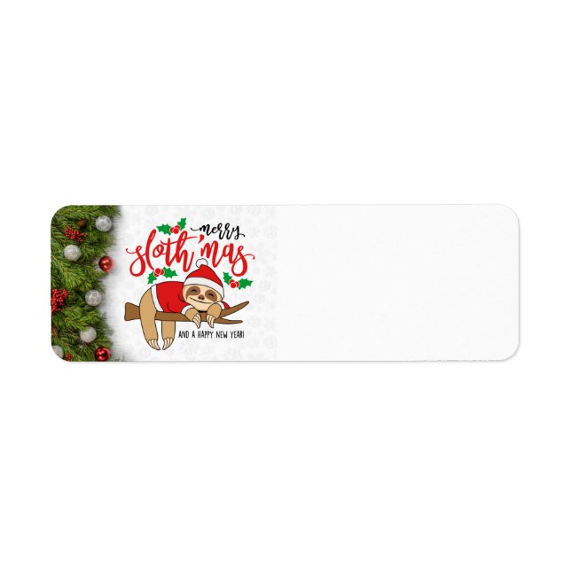 Merry Christmas Sloth Holiday  Label (Front)