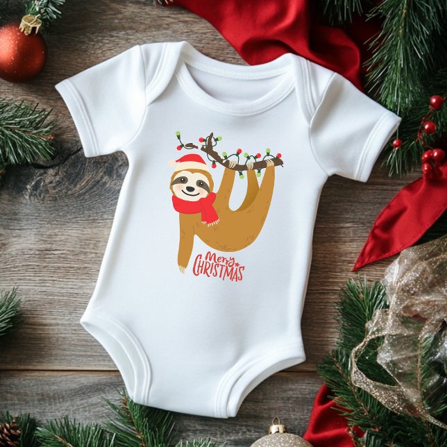 Merry Christmas Sloth | Holidays Baby Bodysuit (Creator Uploaded)