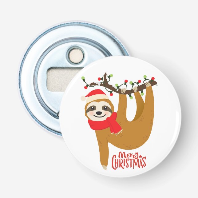 Merry Christmas Sloth | Holidays Bottle Opener (Front)