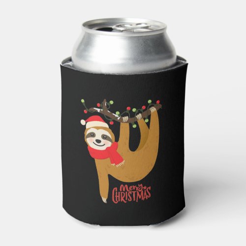 Merry Christmas Sloth  Holidays Can Cooler