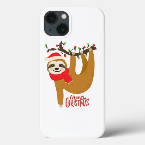 Merry Christmas Sloth  Holidays iPhone 13 Case