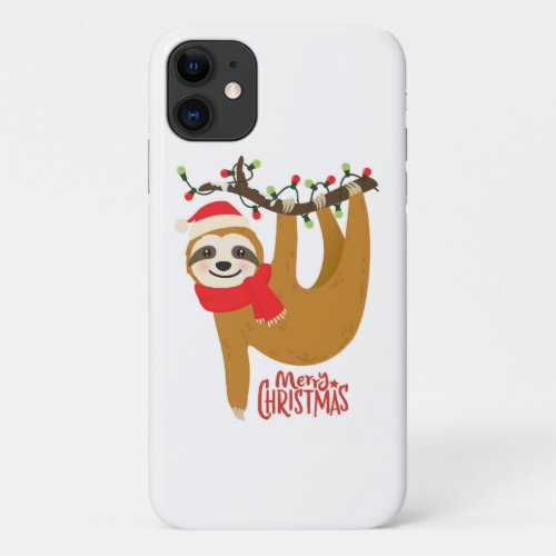 Merry Christmas Sloth  Holidays iPhone 11 Case