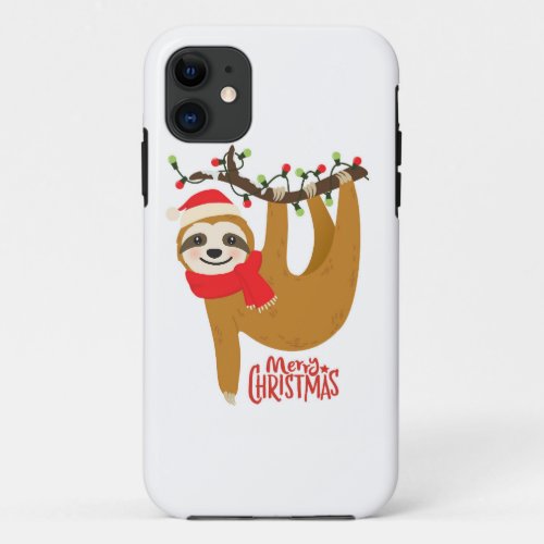 Merry Christmas Sloth  Holidays iPhone 11 Case