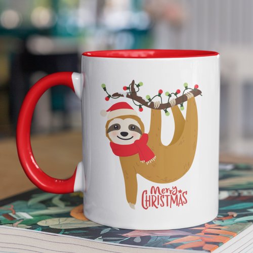 Merry Christmas Sloth Holidays Cute Mug