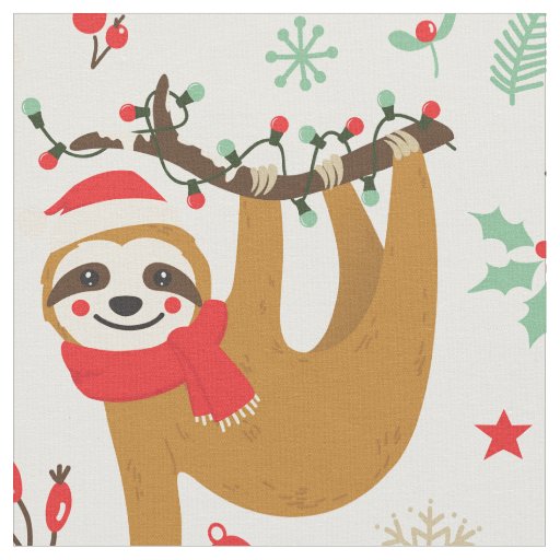 Merry Christmas Sloth | Holidays Fabric