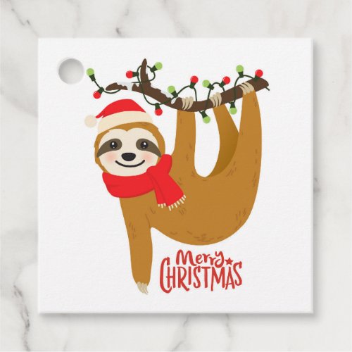 Merry Christmas Sloth  Holidays Favor Tags