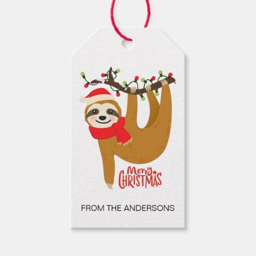 Merry Christmas Sloth  Holidays Gift Tags