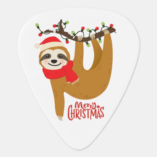 Merry Christmas Sloth | Holidays Guitar Pick (Front)