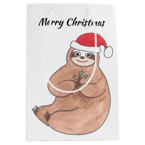 Merry Christmas Sloth Holidays Medium Gift Bag