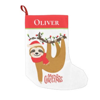 Merry Christmas Sloth | Holidays Personalized Small Christmas Stocking