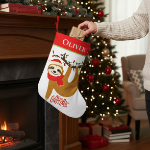 Merry Christmas Sloth Holidays Personalized Small Christmas Stocking