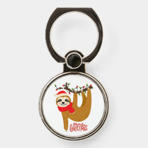 Merry Christmas Sloth Holidays Phone Ring Stand