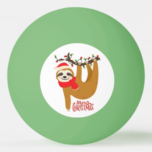 Merry Christmas Sloth  Holidays Ping Pong Ball