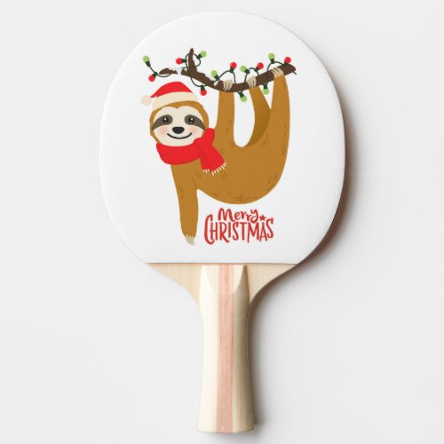 Merry Christmas Sloth  Holidays Ping Pong Paddle