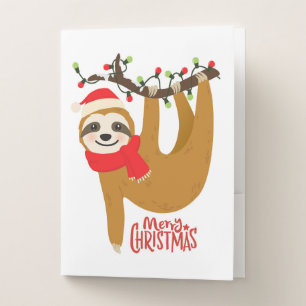 Merry Christmas Sloth Holidays Pocket Folder