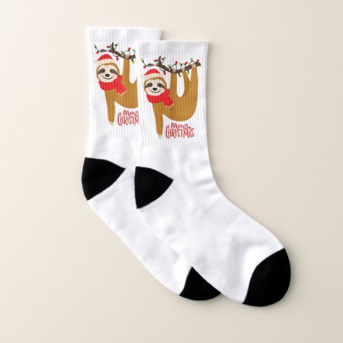 Merry Christmas Sloth  Holidays Socks