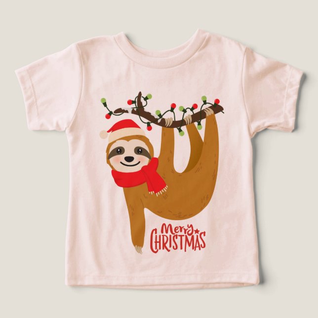 Merry Christmas Sloth Holidays Toddler T-shirt (Design Front)