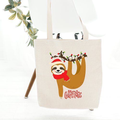 Merry Christmas Sloth  Holidays Tote Bag