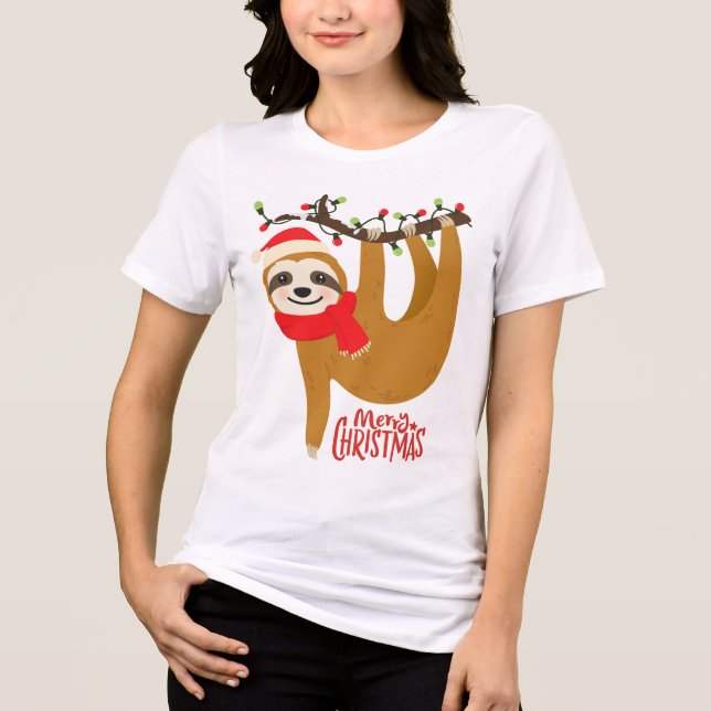 Merry Christmas Sloth | Holidays Tri-Blend Shirt (Front)