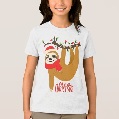 Merry Christmas Sloth  Holidays Tri_Blend Shirt